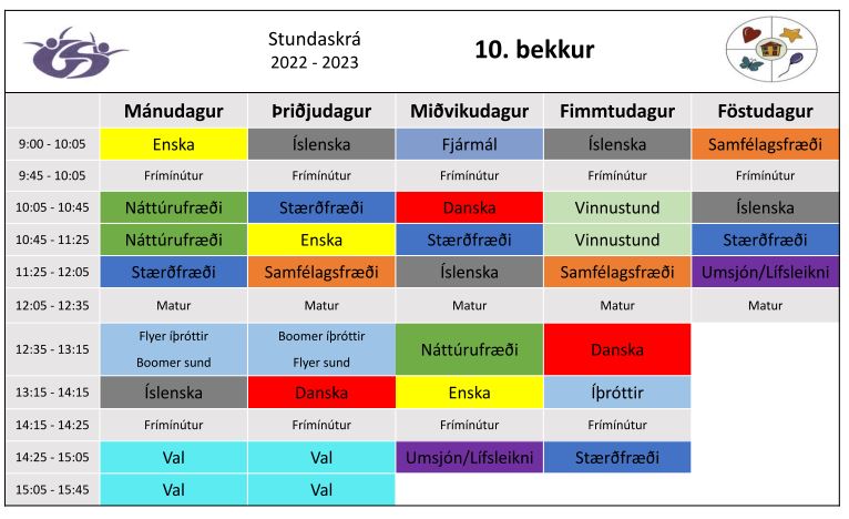 Stundatafla 10.bekkjar_2022-2023