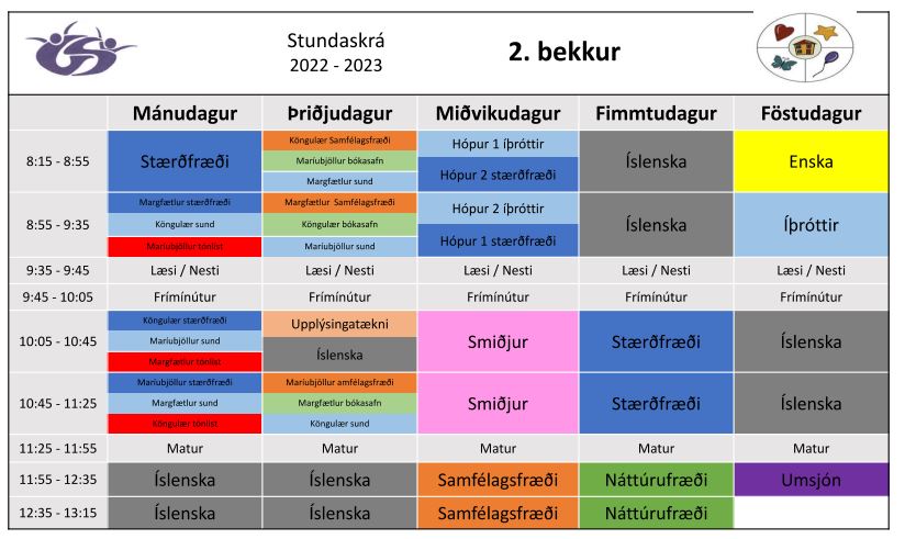 Stundatafla 2.bekkjar_2022-2023