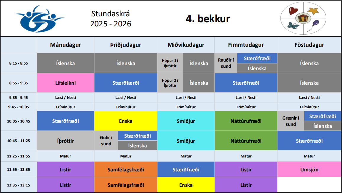 Stundatafla 4. bekkjar_2025-2026