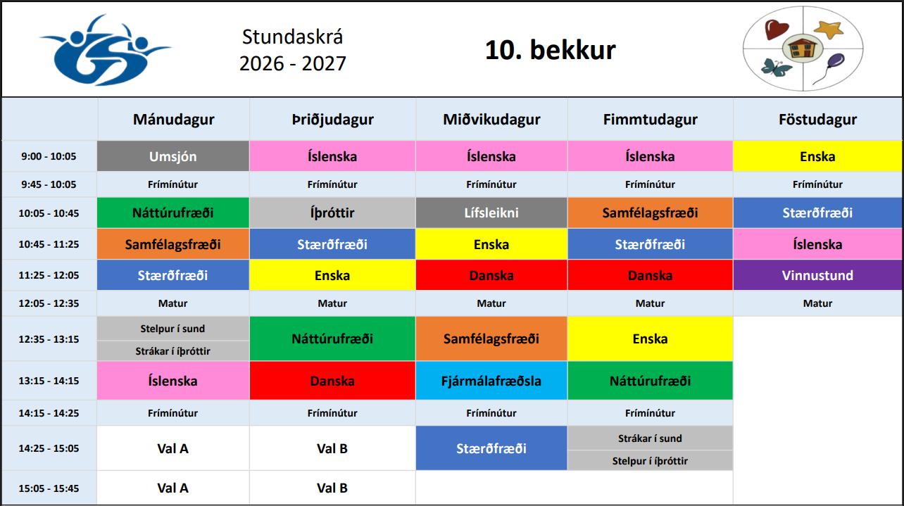 Stundatafla 10.bekkjar_2026-2027
