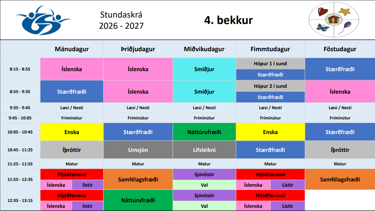 Stundatafla 4. bekkjar_2026-2027