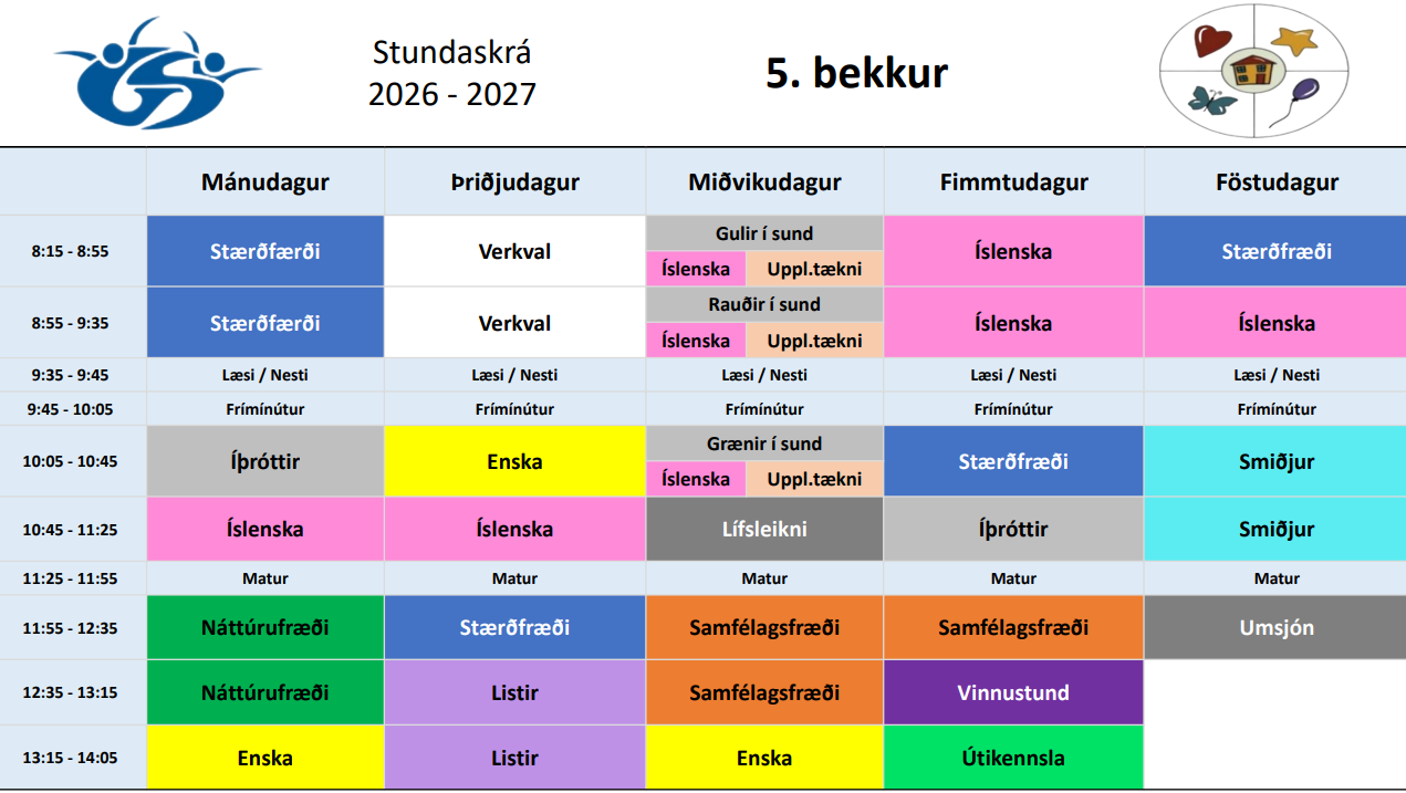 Stundatafla 5. bekkjar_2026-2027