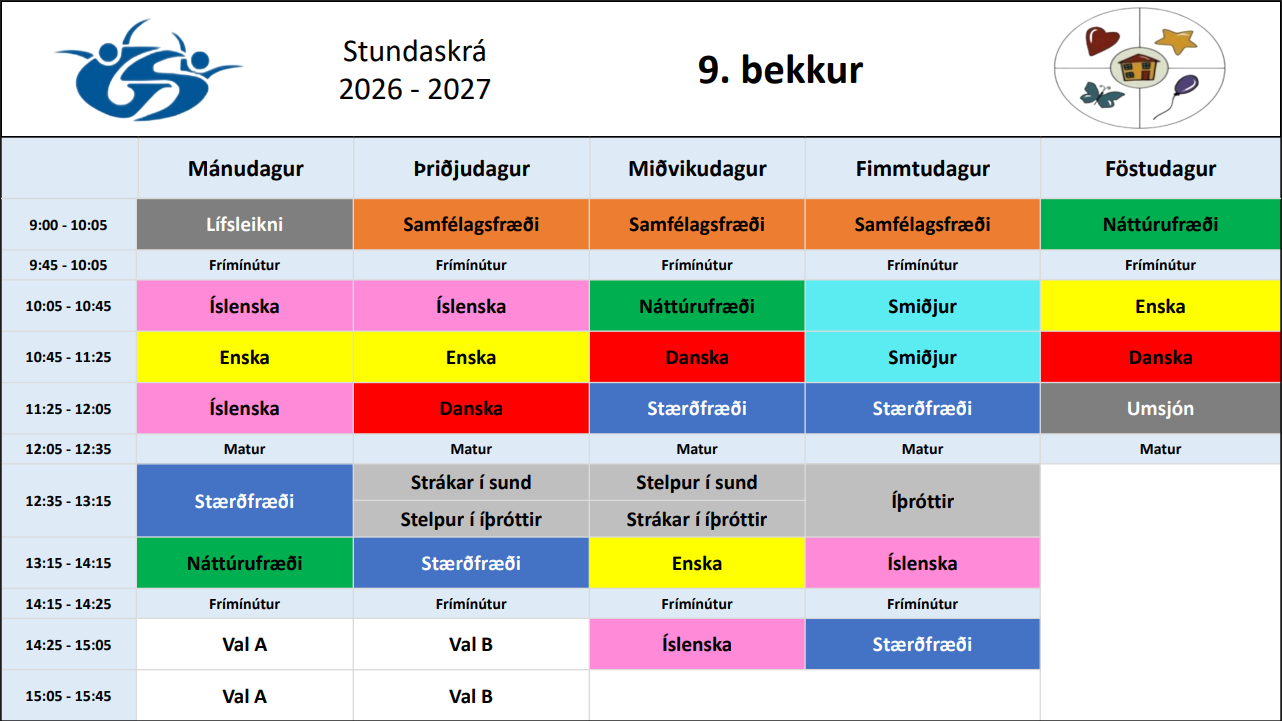 Stundatafla 9.bekkjar_2026-2027