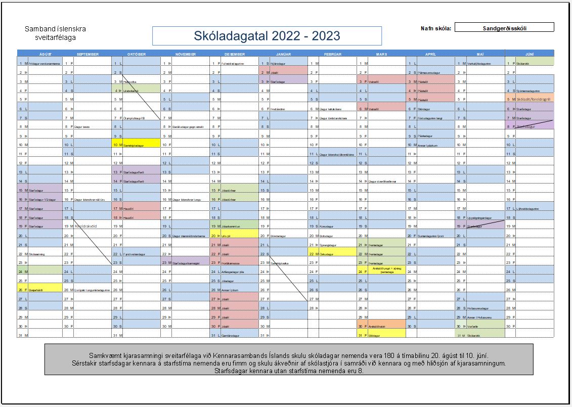 Skóladagatal 2022-2023