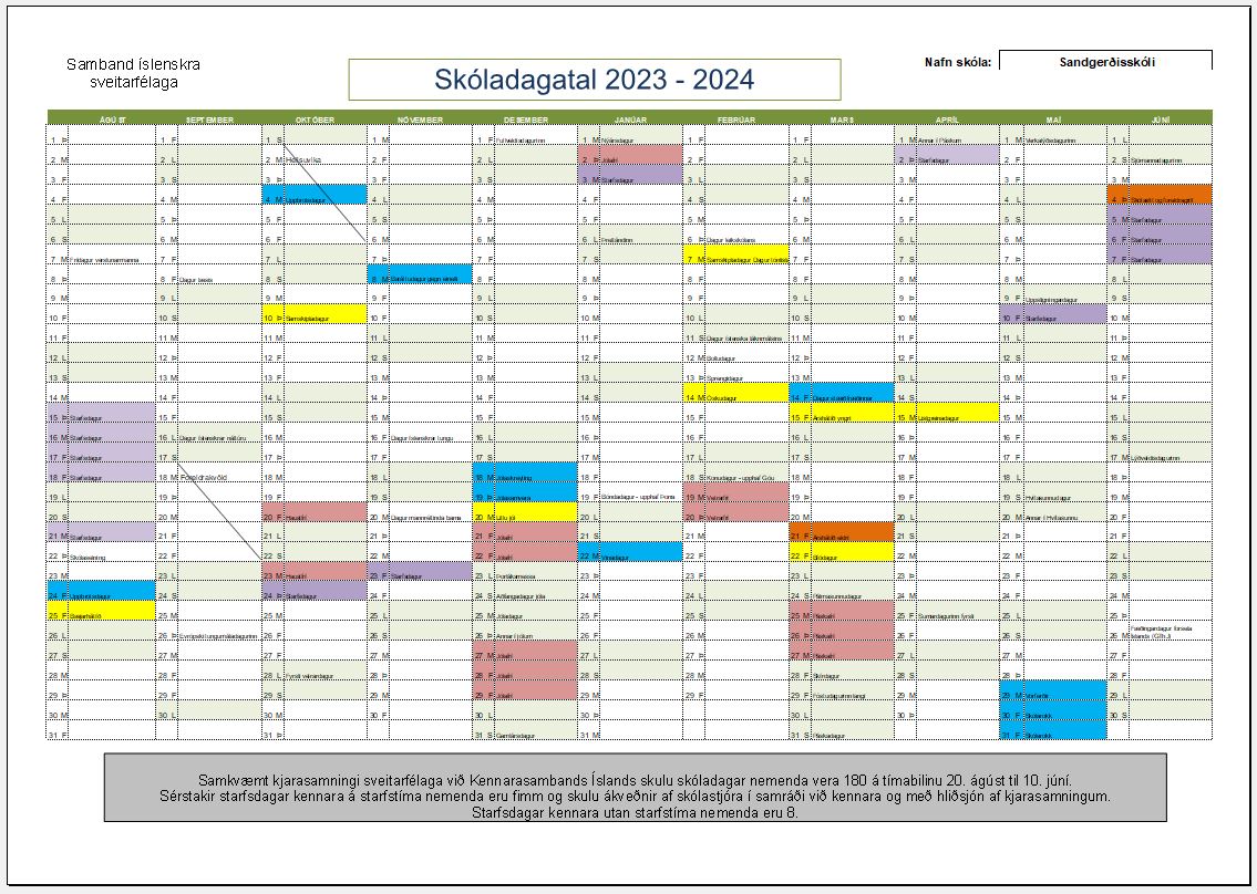 Skóladagatal 2023-2024