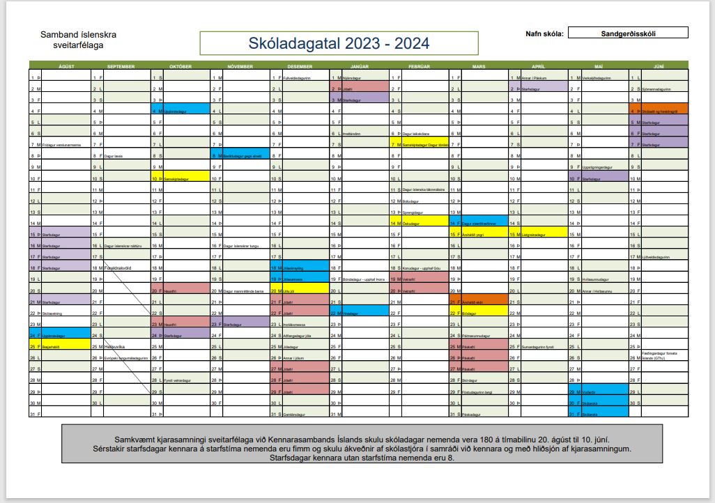 Skóladagatal 2023-2024