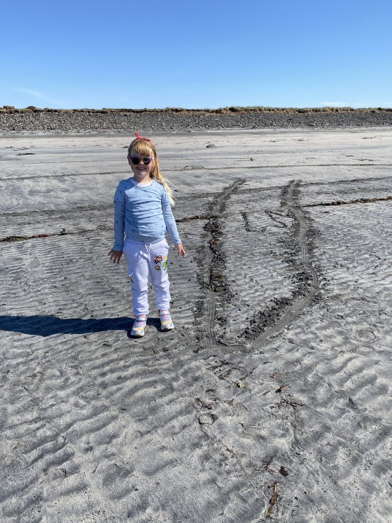 Skemmtilegur dagur hjá 1. bekk í fjörunni á sólríkum degi