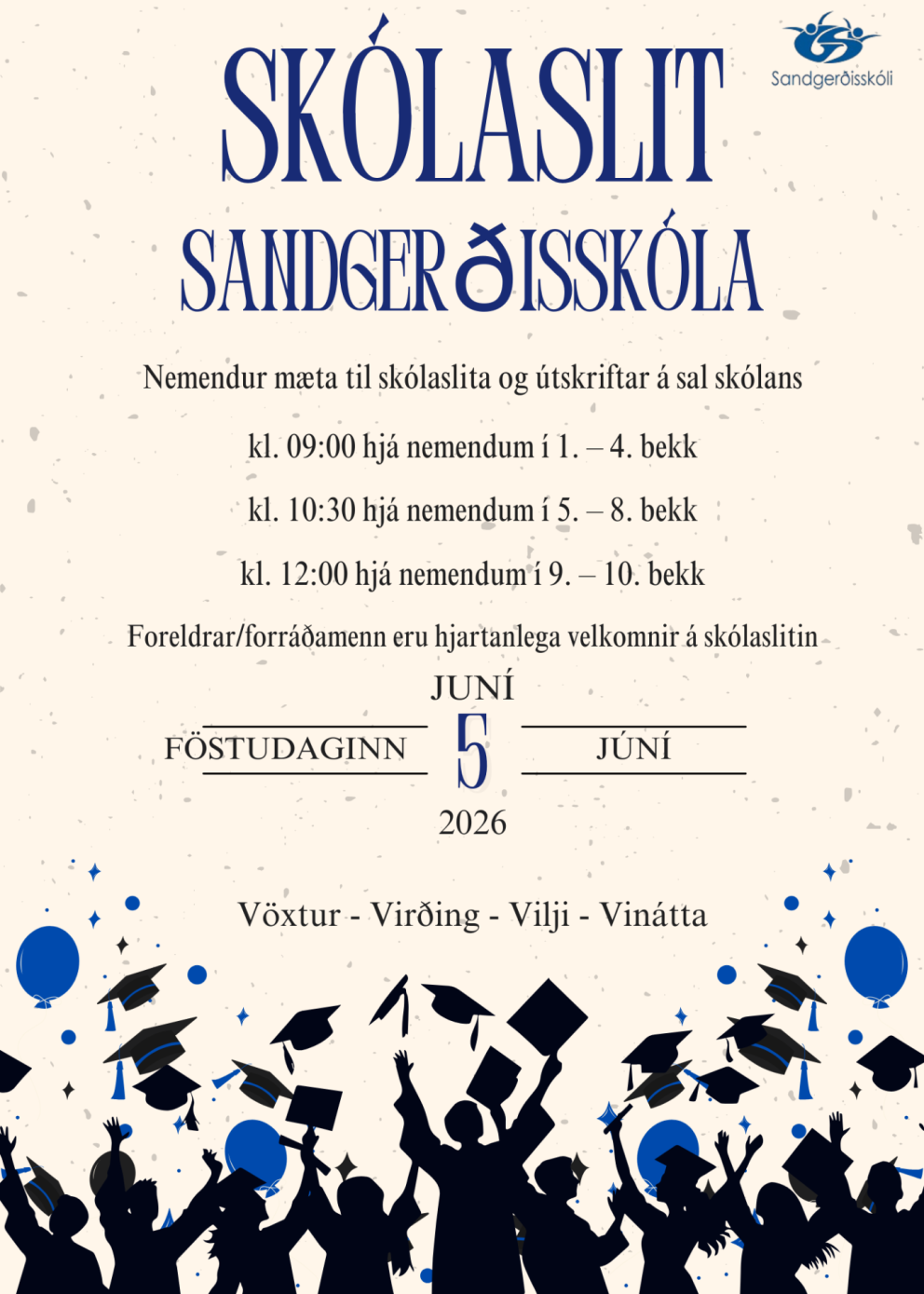 Skólaslit föstudaginn 5. júní