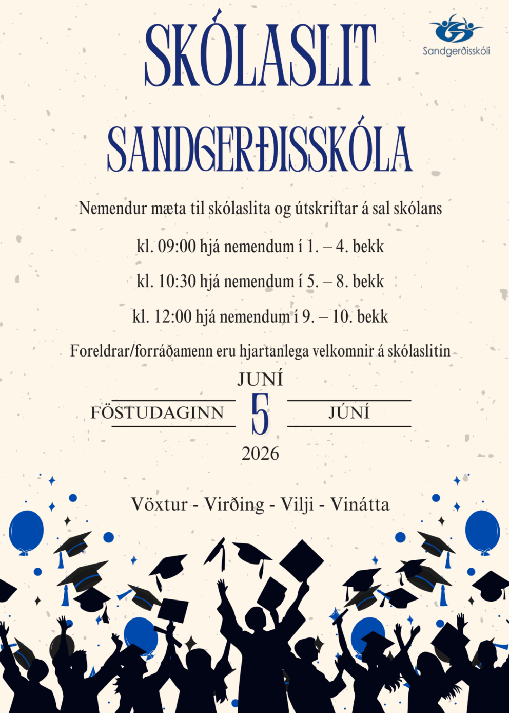 Skólaslit föstudaginn 5. júní