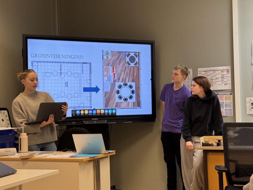 Stærðfræðilíkan af útisvæði skólans