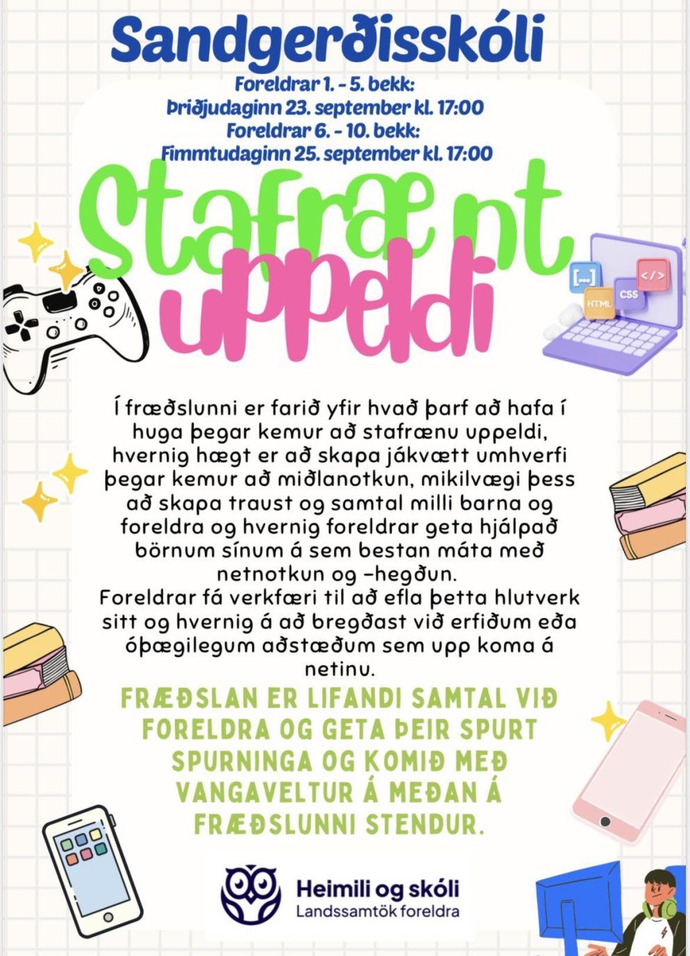 Stafrænt uppeldi - fræðsla frá Heimili og skóla