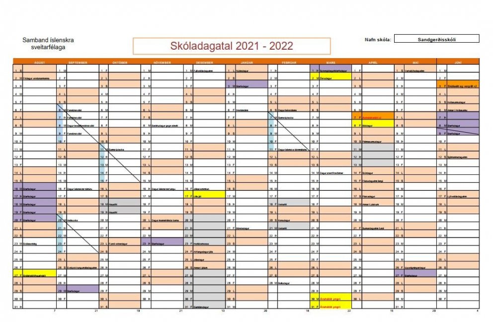 Skóladagatal 2021-2022