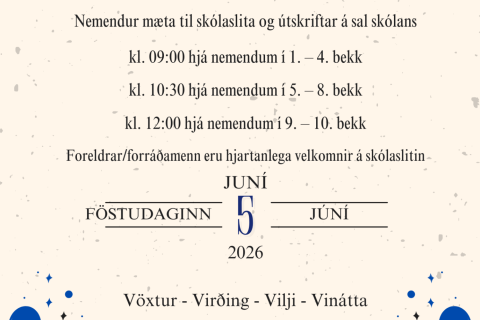 Skólaslit föstudaginn 5. júní