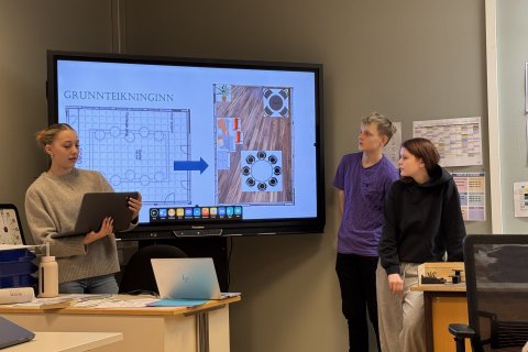 Stærðfræðilíkan af útisvæði skólans