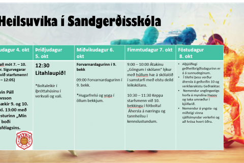 Dagskrá heilsuviku Sandgerðisskóla.