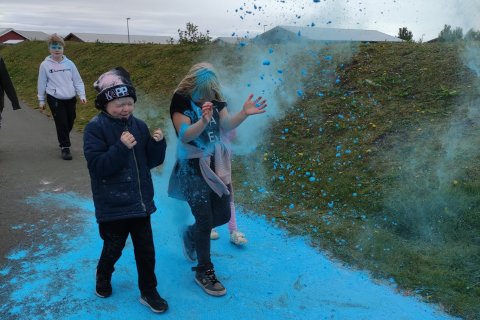 Litahlaup skólans á bæjarhátíðinni