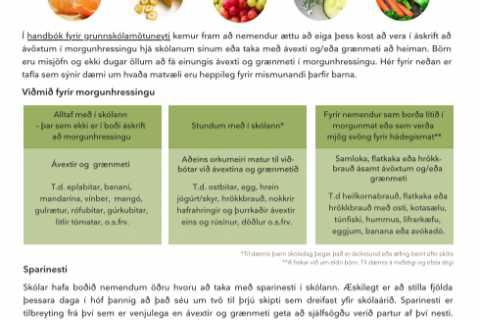 Ráðleggingar um morgunnesti grunnskólanema