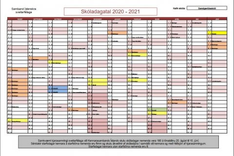Skóladagatal 2020 - 2021