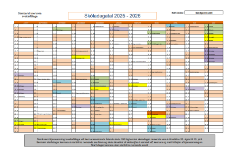 Skóladagatal 2025-2026