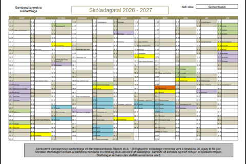 Skóladagatal 2026-2027
