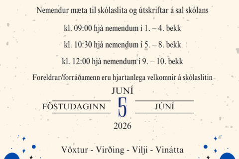 Skólaslit föstudaginn 5. júní