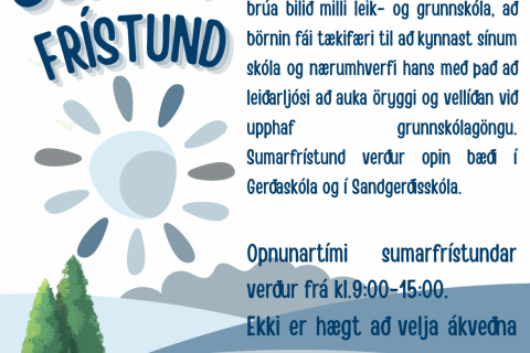Sumarfrístund fyrir börn fædd 2019 opnar 7.ágúst 2025