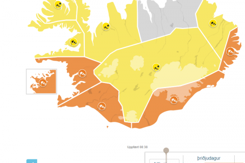 Appelsínugul viðvörun vegna veðurs