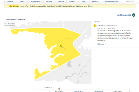 Gul veðurviðvörun frá hádegi í dag